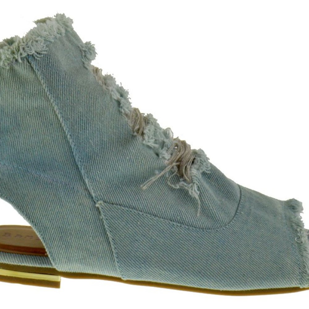Bamboo Cure Womens Ripped Denim Open Toe Flat Sandle Bootie 😍 3/$21 - Picture 3 of 3